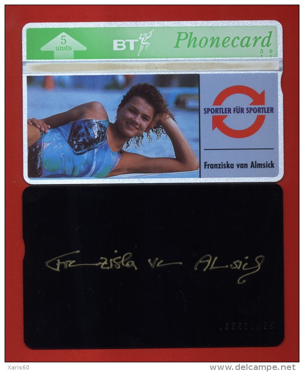 UNITED KINGDOM: BTO-022A "Sports Series (1) - Franziska Van Almsick" CN:327C (with Signature) Unused - BT Emissions Etrangères