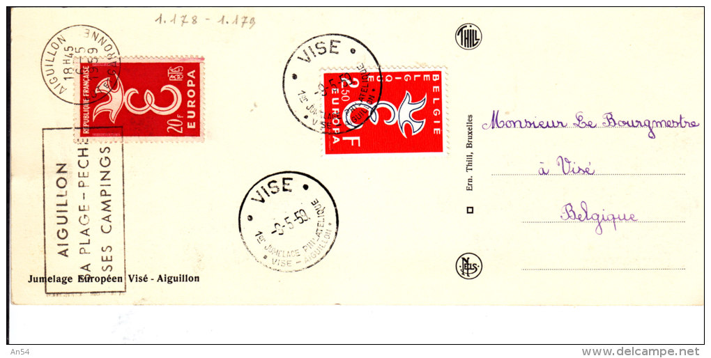 FDC  EUROPA  Carte Postale 1959 - 1956