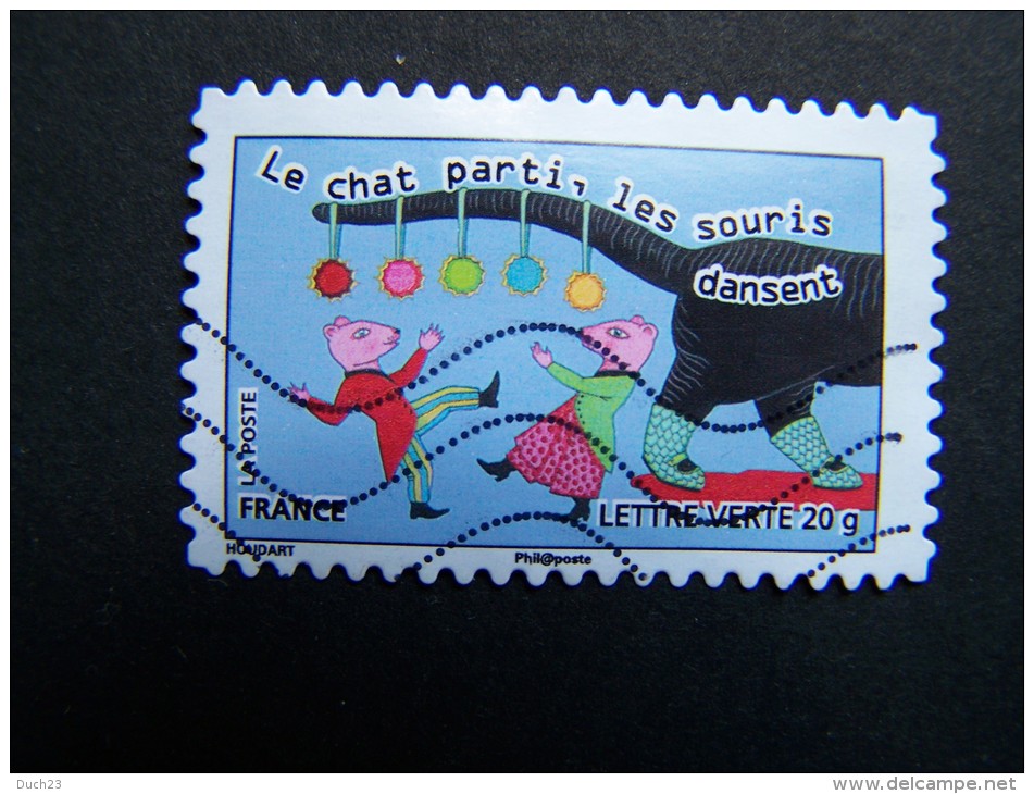 FRANCE OBLITERE 2013 N° 795 LE CHAT PARTI LES SOURIS DANSENT SERIE CARNET SOURIRES SAUTER DU COQ A L'ANE - 2010-.. Matasellados