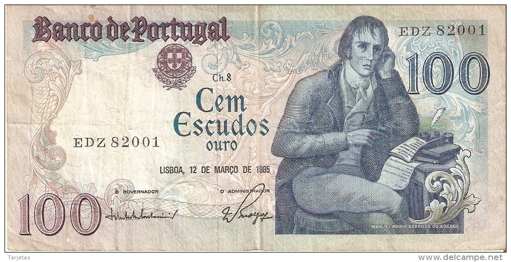 BILLETE DE PORTUGAL DE 100 ESCUDOS DE MARZO DEL AÑO 1985 SERIE EDZ (BANKNOTE) - Portugal