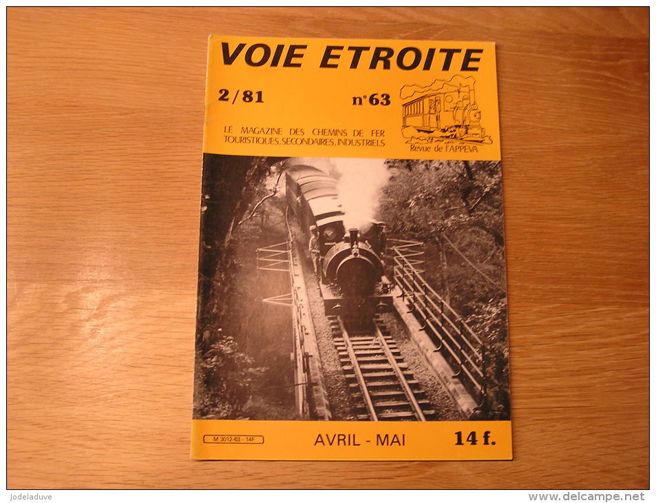 VOIE ETROITE N° 63 Revue APPEVA Train Tram Autorail Chemins De Fer Tramways Froissy Dompierre Talyllyn Railway - Railway & Tramway