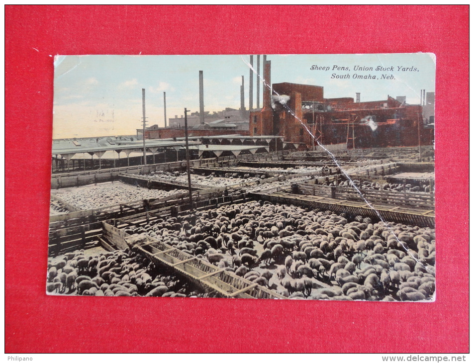 Nebraska > Omaha  Sheep Pens Union Stock  Yards  1911 Cancel Crease Ref  1103 - Omaha