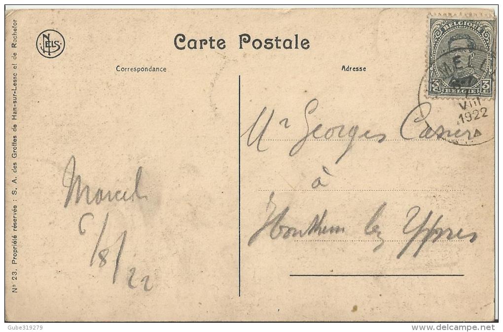BELGIUM  1922– POSTCARD – HAN-SUR-LESSE – GROTTES DE HAN –GOUFFRE DE BELVAUX MAILED TO FRANCE W 1 ST OF 3C  POSTM MELL… - Ham