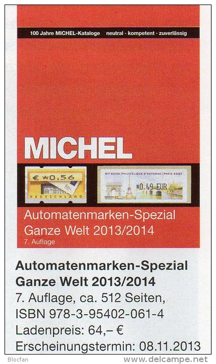 Special ATM Michel Katalog 2013/2014 New 64€ All World : AT AU B D DK F UK NL P CH RO NO Brazil SF Eire C IS LUX E TK GR - Frankrijk