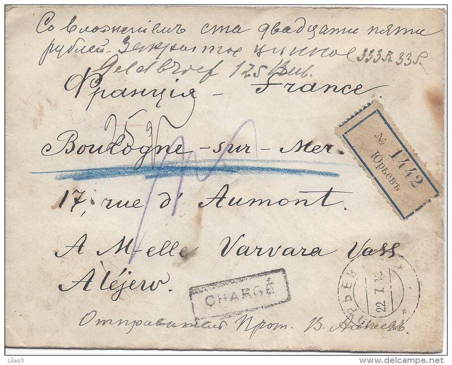 Superbe Lettre Chargée Du 27/7/1913 Pour Boulogne/mer France. Timbre Au Verso Cachets De Cire Arrivée Le 9/8/13 - Storia Postale