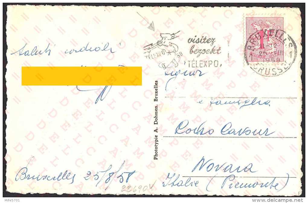 BELGIQUE / BELGIE - POSTCARD / CARTOLINA - ANNULLO: "VISITEZ TELEXPO 58" - BRUXELLES 26.08.1958 - POUR L´ITALIE - Storia Postale