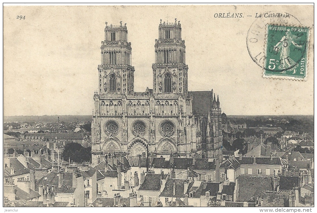 ORLEANS--LA CATHEDRALE --BEL AFFR SUR RECTO DU 23/5/1909--ECRITE AU VERSO-- - Orleans