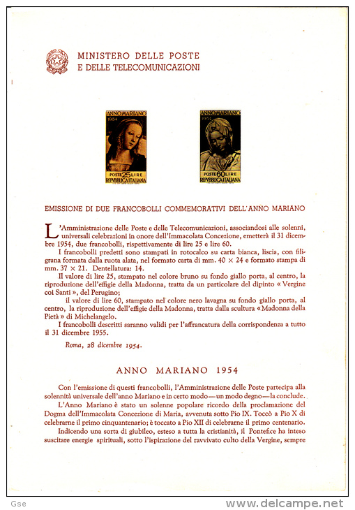 ITALIA  1954 . Bollettino Illustrativo  Ufficiale  P.TT. -  Anno Santo - Pittura - Perugino - Paquetes De Presentación