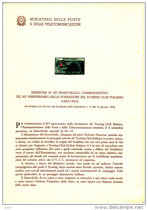 ITALIA  1954 - Bollettino Illustrativo   P.TT.  ACI -  (italiano E Francese) - Automobile - Paquetes De Presentación