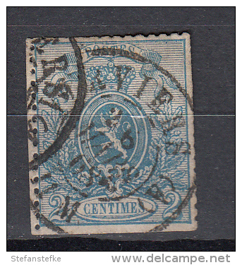 Belgie -  Belgique Ocb Nr :  24 Dent Coupé    (zie  Scan) - 1866-1867 Coat Of Arms