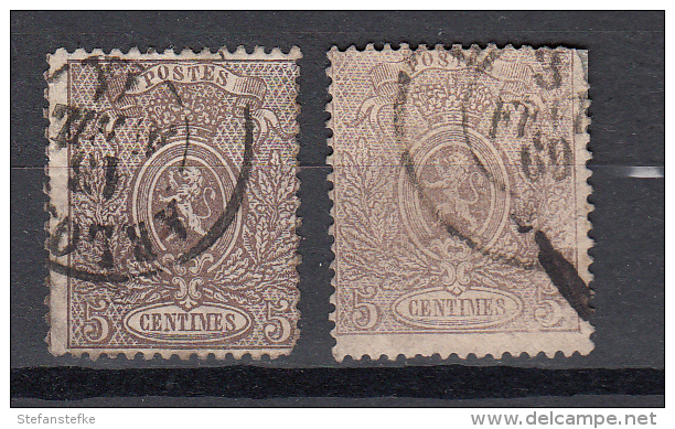 Belgie -  Belgique Ocb Nr :  25 - 25A    (zie  Scan) - 1866-1867 Petit Lion