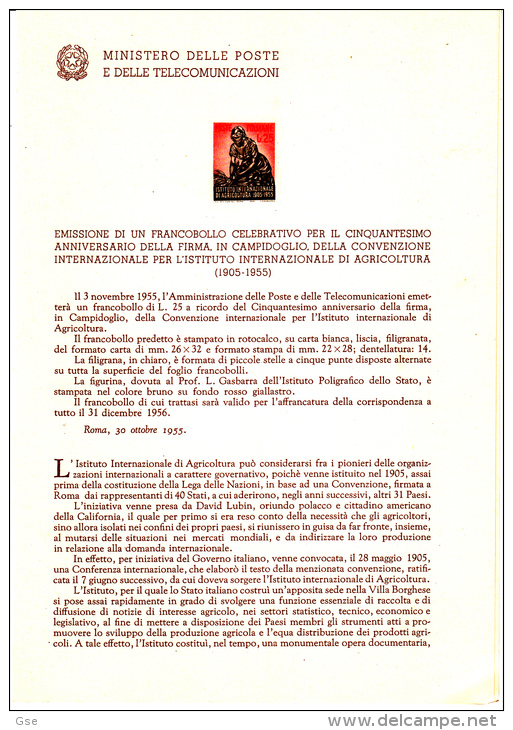 ITALIA  1955 - 2  Bollettini  Ufficiali P.TT. (italiano-francese ) -- Ist.Agricoltura  E - FAO - Pochettes