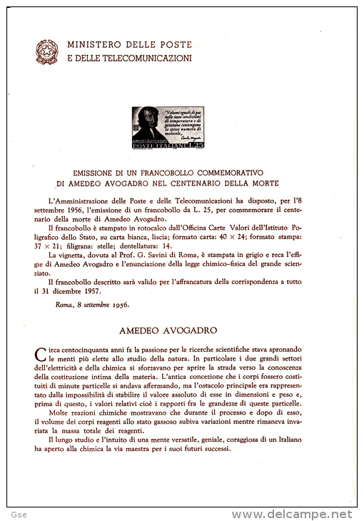 ITALIA  1956 - Bollettino Ufficiale P.TT (italiano-francese)  -Rosmini - Filosofia - Pochettes