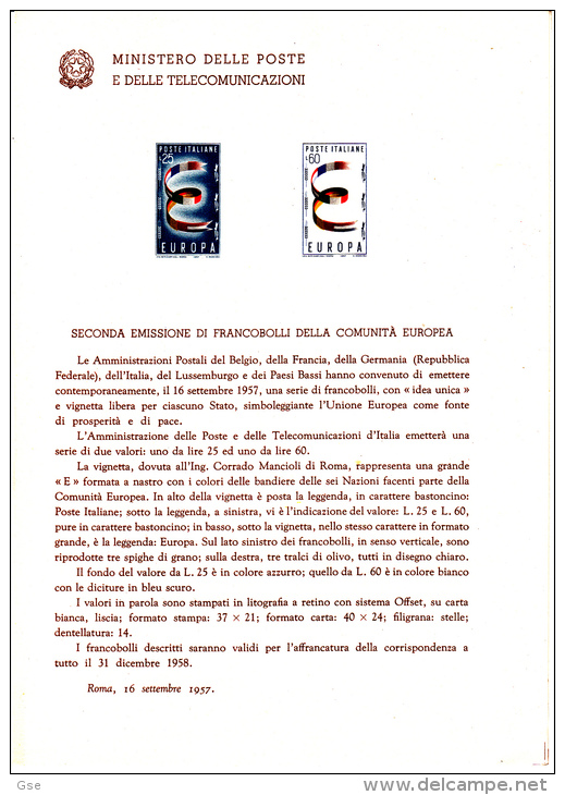 ITALIA  1957 - Bollettino Ufficiale P.TT  (italiano-francese)  - EuropaCEPT - Pochettes
