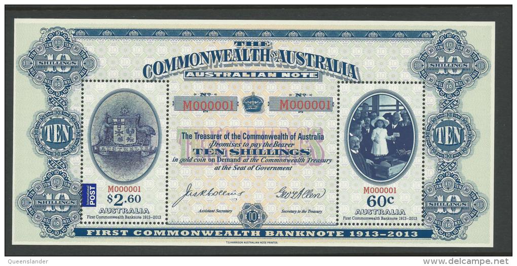 2013 1st Commonwealth Bank Note Issue Mini Sheet  Complete Mint Never Hinged As Purchased From Australia Post - Blocks & Sheetlets