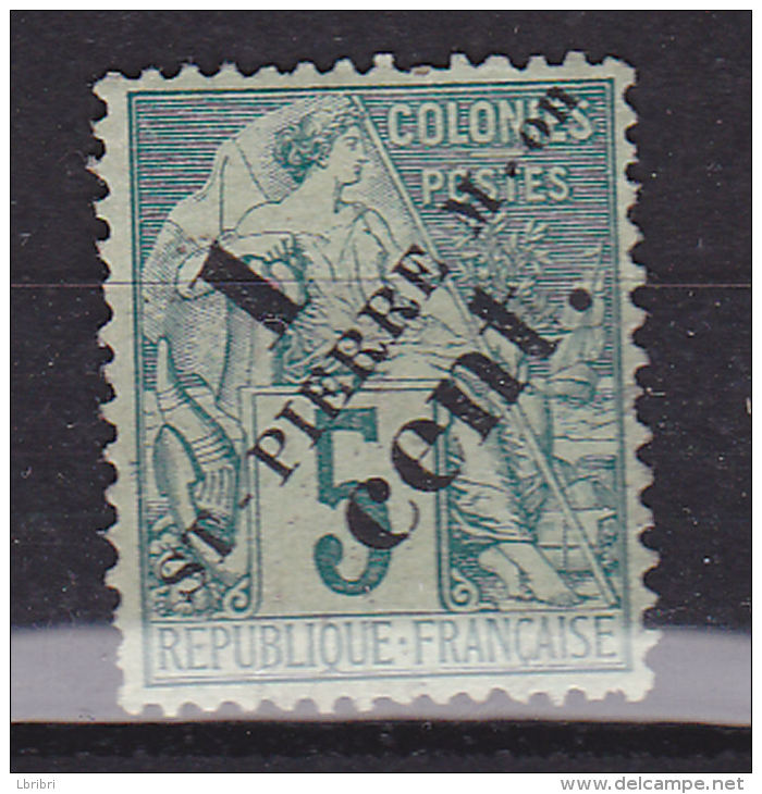 SAINT PIERRE ET MIQUELON N° 35 1C S 5C VERT TYPE DEESSE ASSISE SANS GOMME - Usados