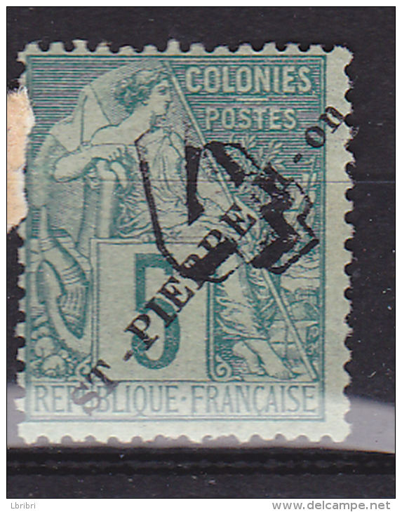 SAINT PIERRE ET MIQUELON N° 50 4 S 5C VERT  TYPE DÉESSE ASSISE   NEUF AVEC CHARNIERE - Neufs