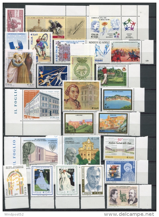 ITALIA - ITALY 2003 - ANNATA COMPLETA COMMEMORATIVI SINGOLI FOGLIETTI  MNH**- 2003 - Années Complètes