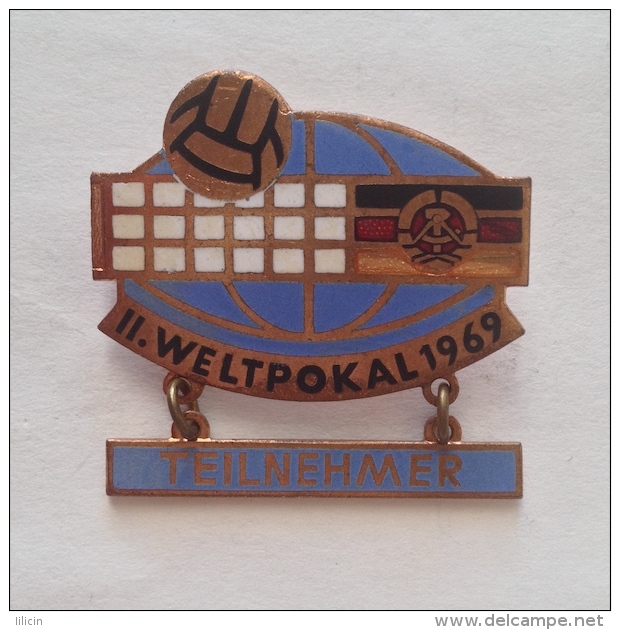 Badge Pin ZN000243 - Volleyball Odbojka Germany DDR II (2nd) World Championships Cup FIVB 1969 TEILNEHMER - Volleyball