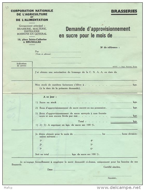 BRASSERIES -DEMANDE D APPROVISIONNEMENT - Lebensmittel