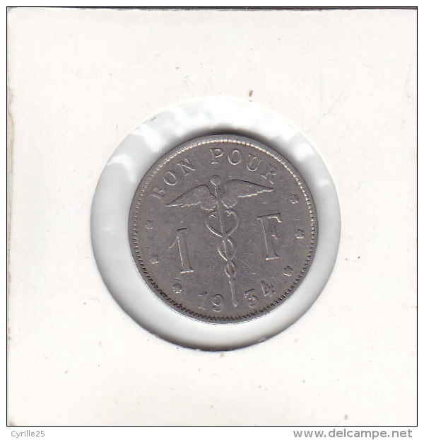1 FRANC Nickel Albert I 1934 FR - 1 Franc