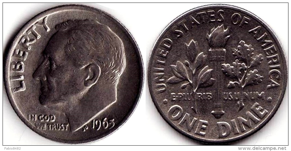 USA United States Stati Uniti Vereinigte Staaten 1 One Dime USD Roosevelt 1965 VF KM#195a - 1946-...: Roosevelt