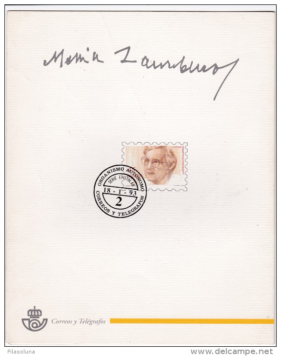 01292 Serie Epistolar Núm. II Maria Zambrano 1974 - Commemorative Panes