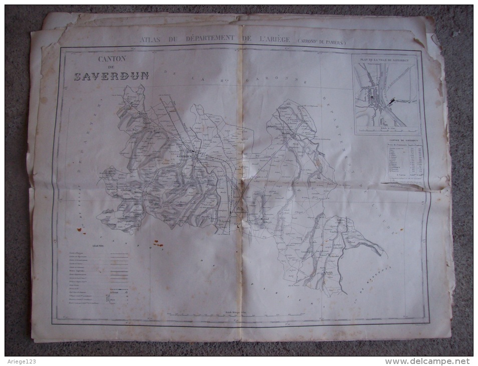 Carte Canton De Saverdun ,ard De Foix  ,53x70, Ariege - Geographical Maps
