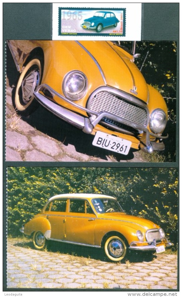 BRAZIL #2802 B -  CLASSIC CARS  DKW  VEMAG - STAMP And POSTCARD - Unused  2001 - Unused Stamps