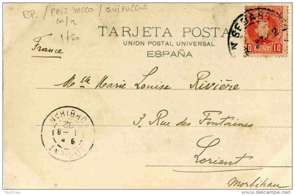 SAN SEBASTIAN - GUIPUZCOA  - ESPANA - PEU COURANTE CPA PRECURSEUR ANIMEE DE 1902. - Guipúzcoa (San Sebastián)