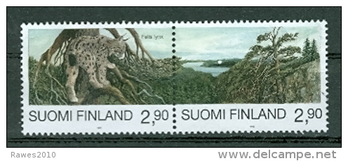 Finnland 1995 Mi. 1291 - 1292 Zd Ungebraucht Luchs Felis Lynx Wald Landschaft See - Unused Stamps
