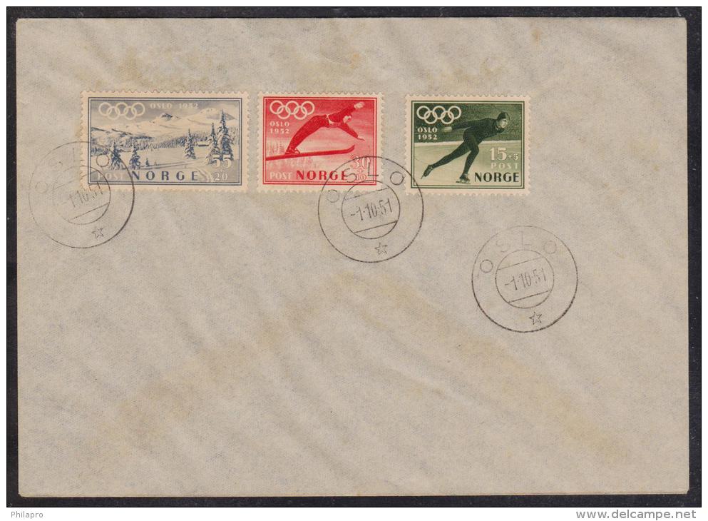 NORVEGE  FDC  OLYMPIQUES OSLO 1952   YVERT N° 337/9  Réf  4955 - Invierno 1952: Oslo