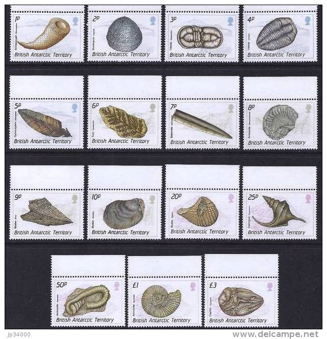 BRITISH ANTARTIC TERRITORY Mineraux Fossiles, (Yvert 176/190) ** MNH. ANTARTIQUE BRITANNIQUE - Fossiles