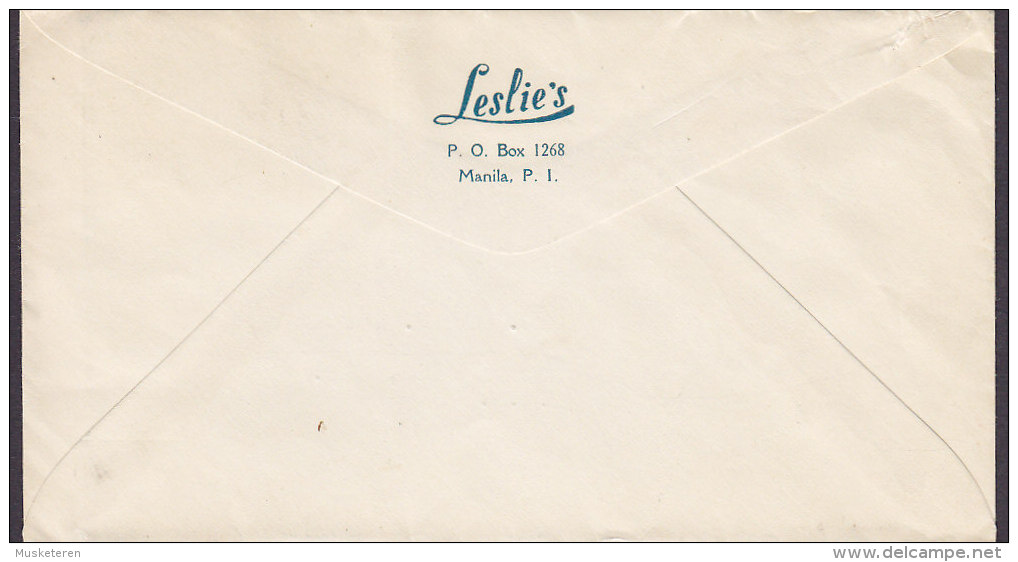 Philippines LESLIE´S, VIA CLIPPER, MANILA 1938 Cover Brief To LOS ANGELES United States Overprinted COMMONWEALTH Stamp - Filippine