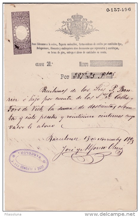 01346 Pagares Endosables 1893 - Espagne