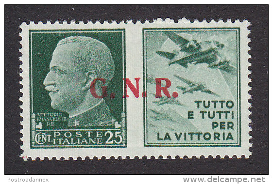 Italian Social Republic, Scott #Unlisted, Mint Never Hinged, Italian Stamps Overprinted, Issued 1943 - Mint/hinged