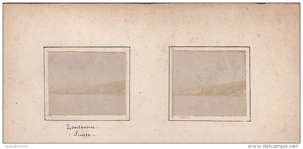 Y- 2 Photos Stereoscopiques Stereo 40x45mm Vers 1900. SUISSE, Hotel Des Postes Geneve,  Lausanne - Photos Stéréoscopiques