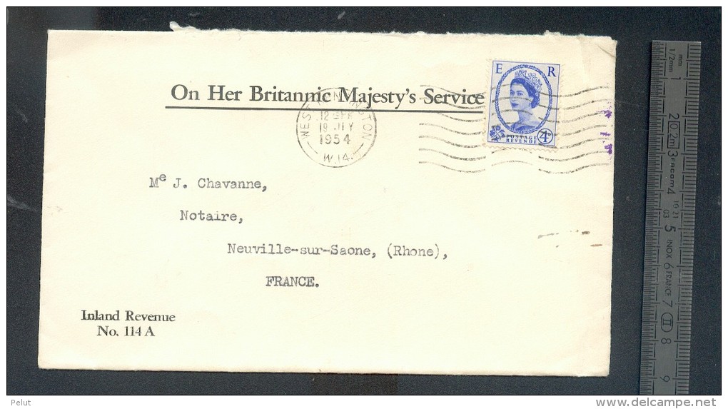 Enveloppe 1954 "on Her Britannic Majesty's Service" - Lettres & Documents