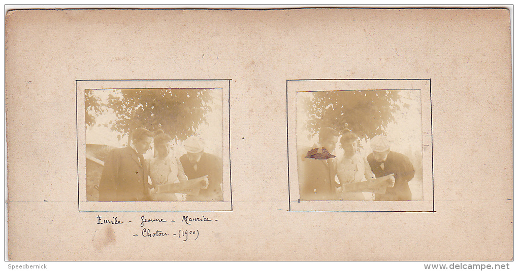 AD- 2 Photos Stereoscopiques Stereo 40x45mm Vers 1900. Chatou Yvelines France -La Berge, Emile Jeanne Maurice - Photos Stéréoscopiques