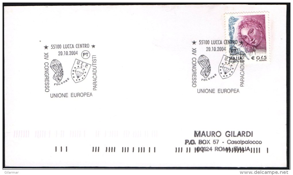 PARACHUTING - ITALIA LUCCA 2004 - XIV CONGRESSO UNIONE EUROPEA PARACADUTISTI - CARD VIAGGIATA - Parachutisme