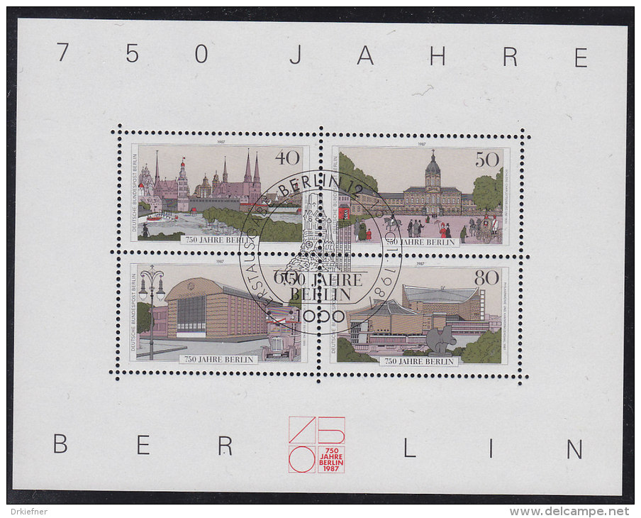 BERLIN Block 8, Gestempelt ERSTTAG, 750 Jahre Berlin 1987 - Blocks & Kleinbögen