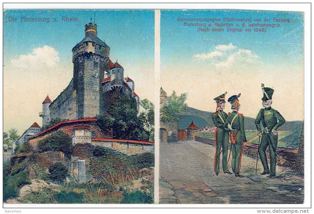 Die Marksburg A Rhein - Garnison.... Militaires (2 Vues) - Braubach
