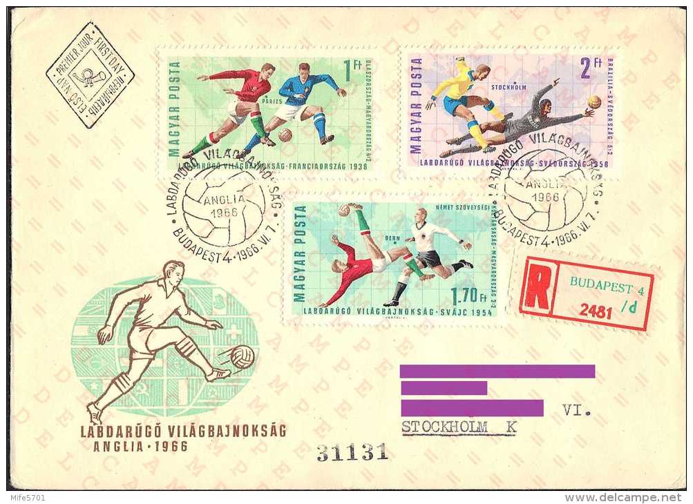 HUNGARY - MAGYAR - LABDARUGO VILAGBAJNOKSAG ANGLIA 1966 - FIFA WORLD CUP ENGLAND 1966 SOCCER/ FOOTBALL - FDC - 1966 – Angleterre