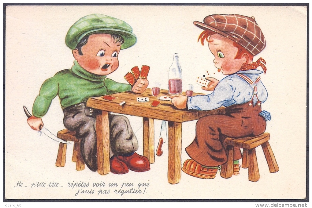Cpa, Enfants, Jeu De Cartes, Humour, - Playing Cards