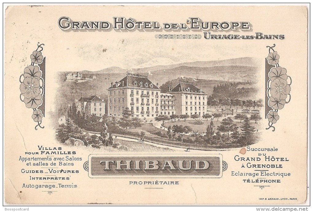 Uriage-les-Bains - Grand Hôtel De L´Europe. Spa. France. Commercial. Publicité. Grenoble - Uriage