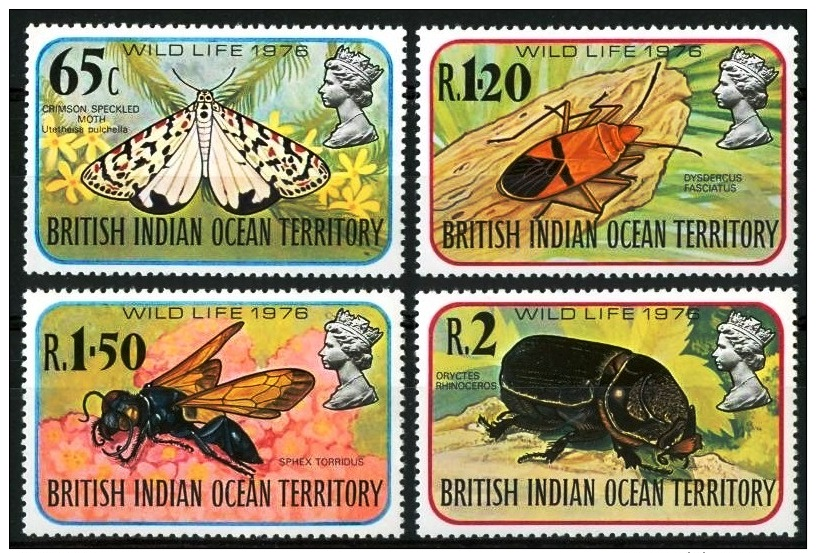 BRITISH INDIAN OCEAN TERR. (BIOT): Mi #86-89 Fauna: Insects, Butterflies / Insectes, Papillons (1976) MNH ** / Neufs ** - Territoire Britannique De L'Océan Indien