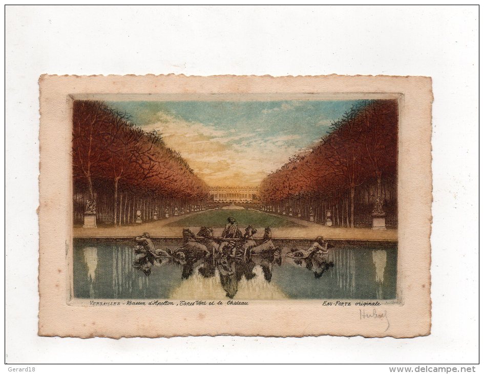 (78) VERSAILLES - Bassin D'Apollon Tapes Vert Et Le Chateau -eau Forte Originale. - Versailles