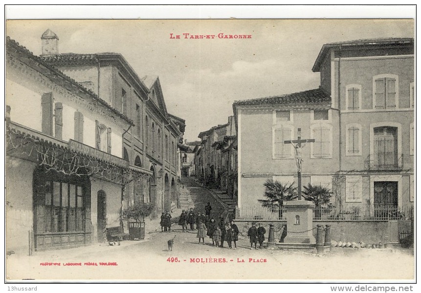 Carte Postale Ancienne Molières - La Place - Molieres