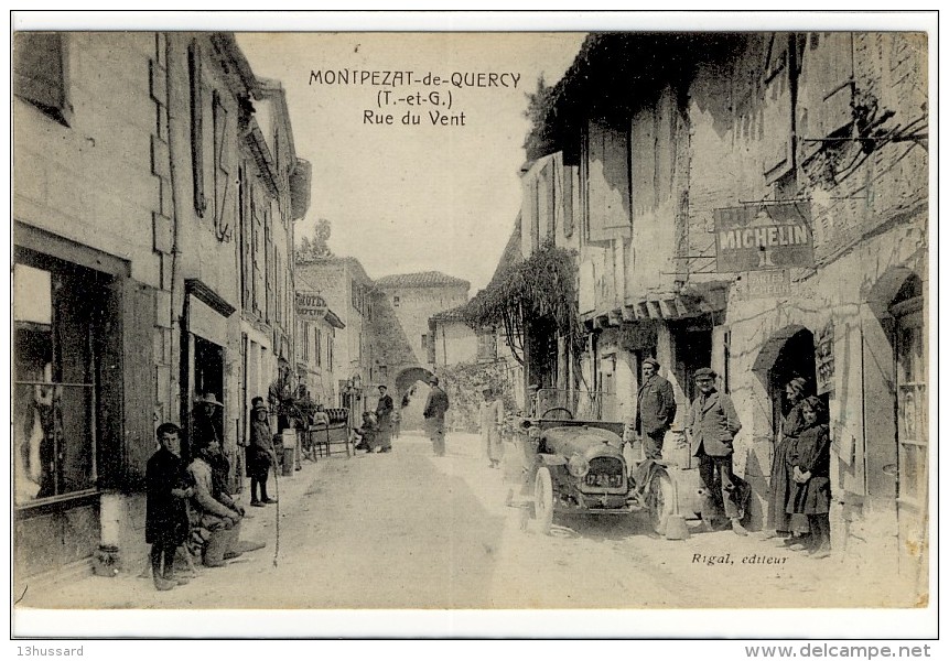 Carte Postale Ancienne Montpezat De Quercy - Rue Du Vent - Automobile - Montpezat De Quercy