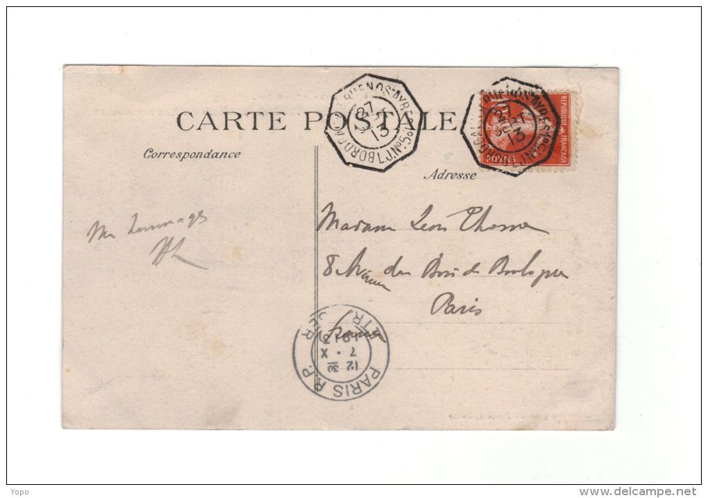Cachets  Maritimes De Buenos Ayres à Bordeaux  LJ N°5 Sur CPA De 1913, Du Senegal Pour Paris - Maritime Post
